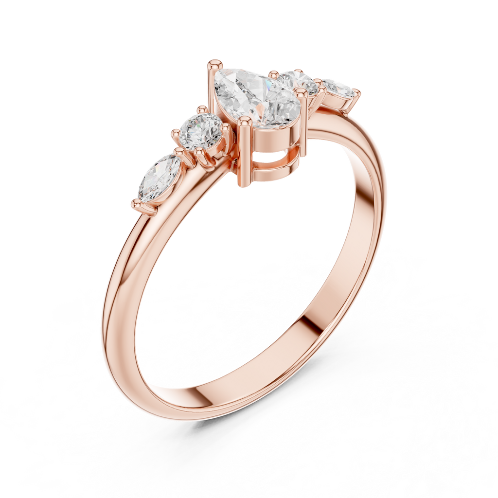 0.38 CT Pear & Marquise Diamond Five Stone Ring