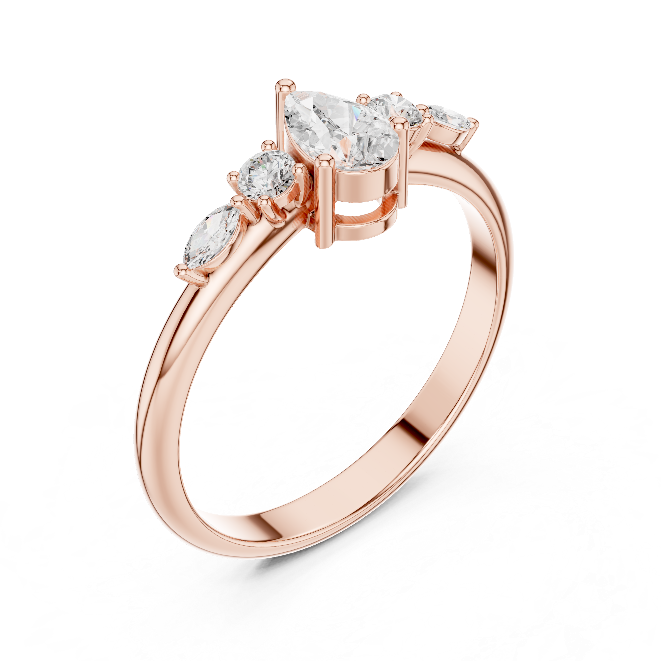 0.38 CT Pear & Marquise Diamond Five Stone Ring