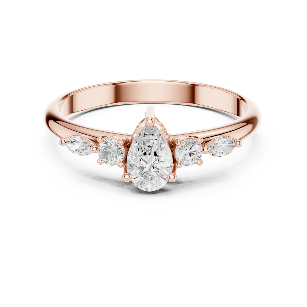 0.38 CT Pear & Marquise Diamond Five Stone Ring