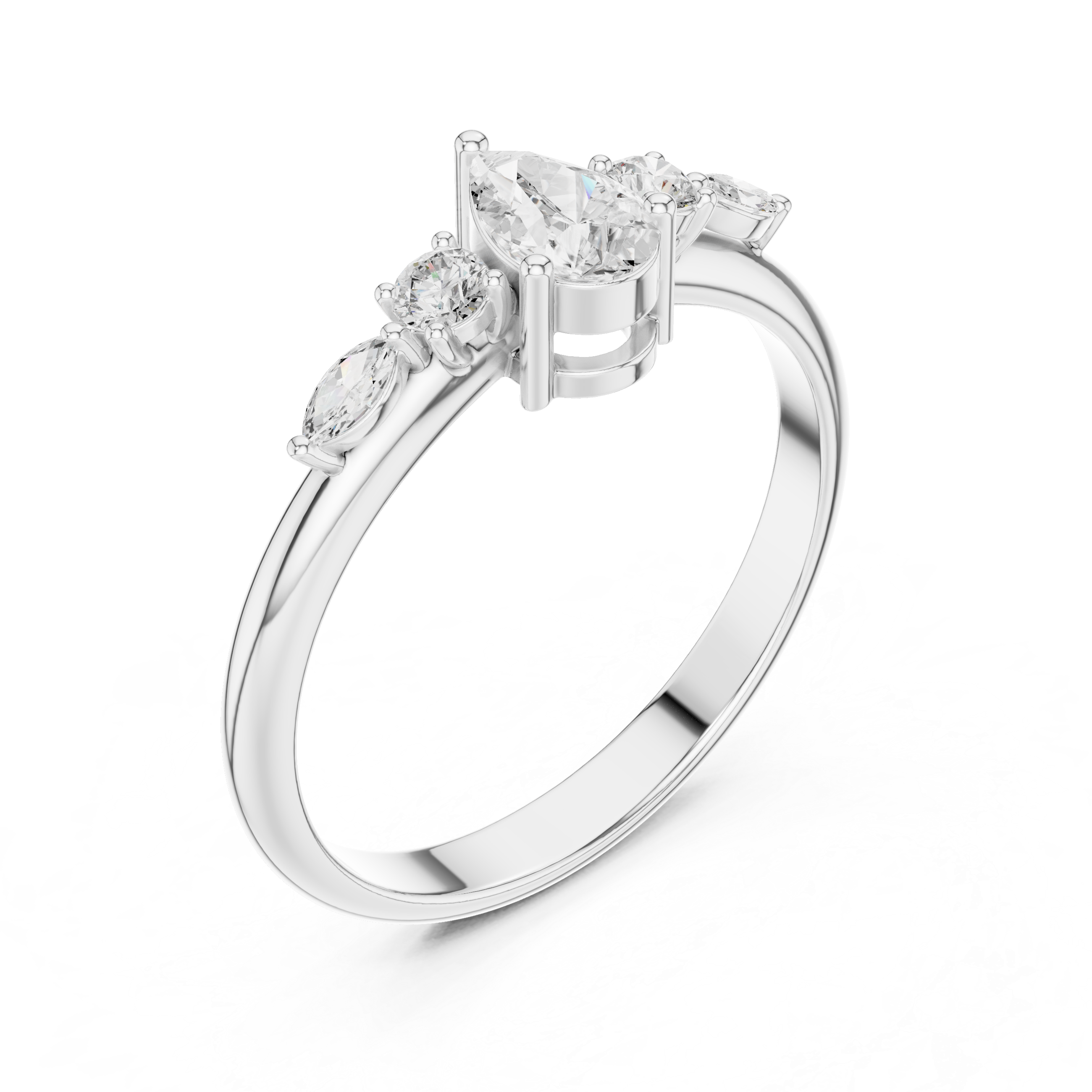 0.38 CT Pear & Marquise Diamond Five Stone Ring