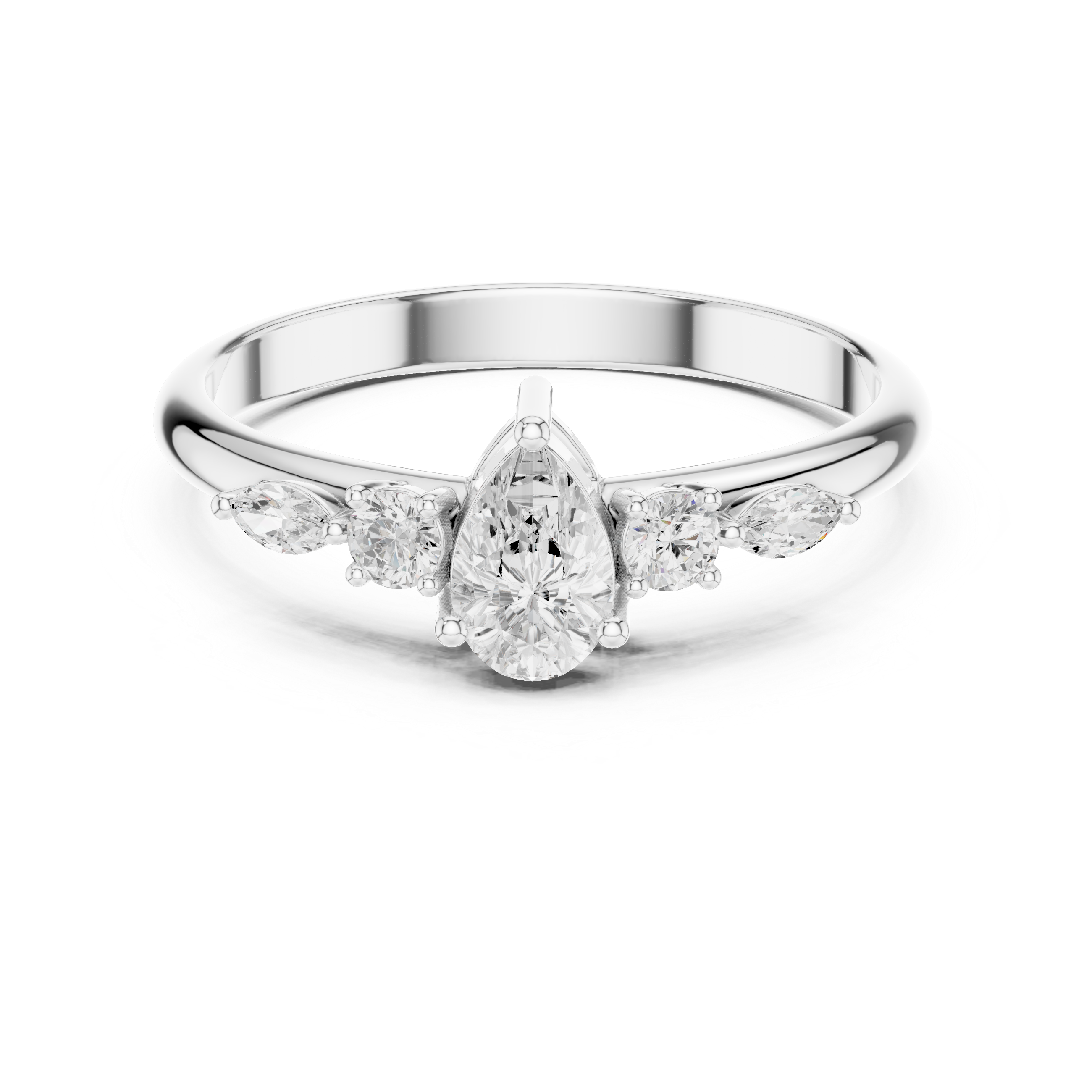 0.38 CT Pear & Marquise Diamond Five Stone Ring