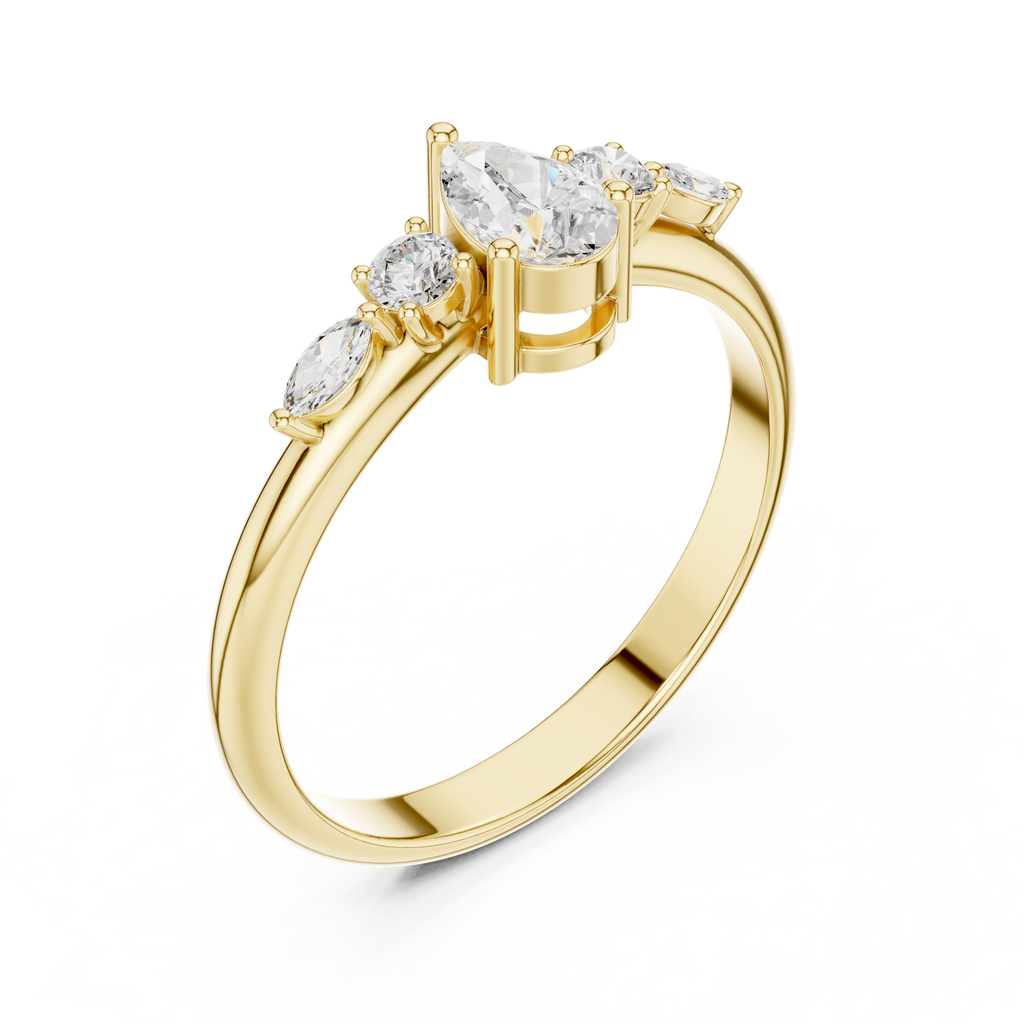 0.38 CT Pear & Marquise Diamond Five Stone Ring
