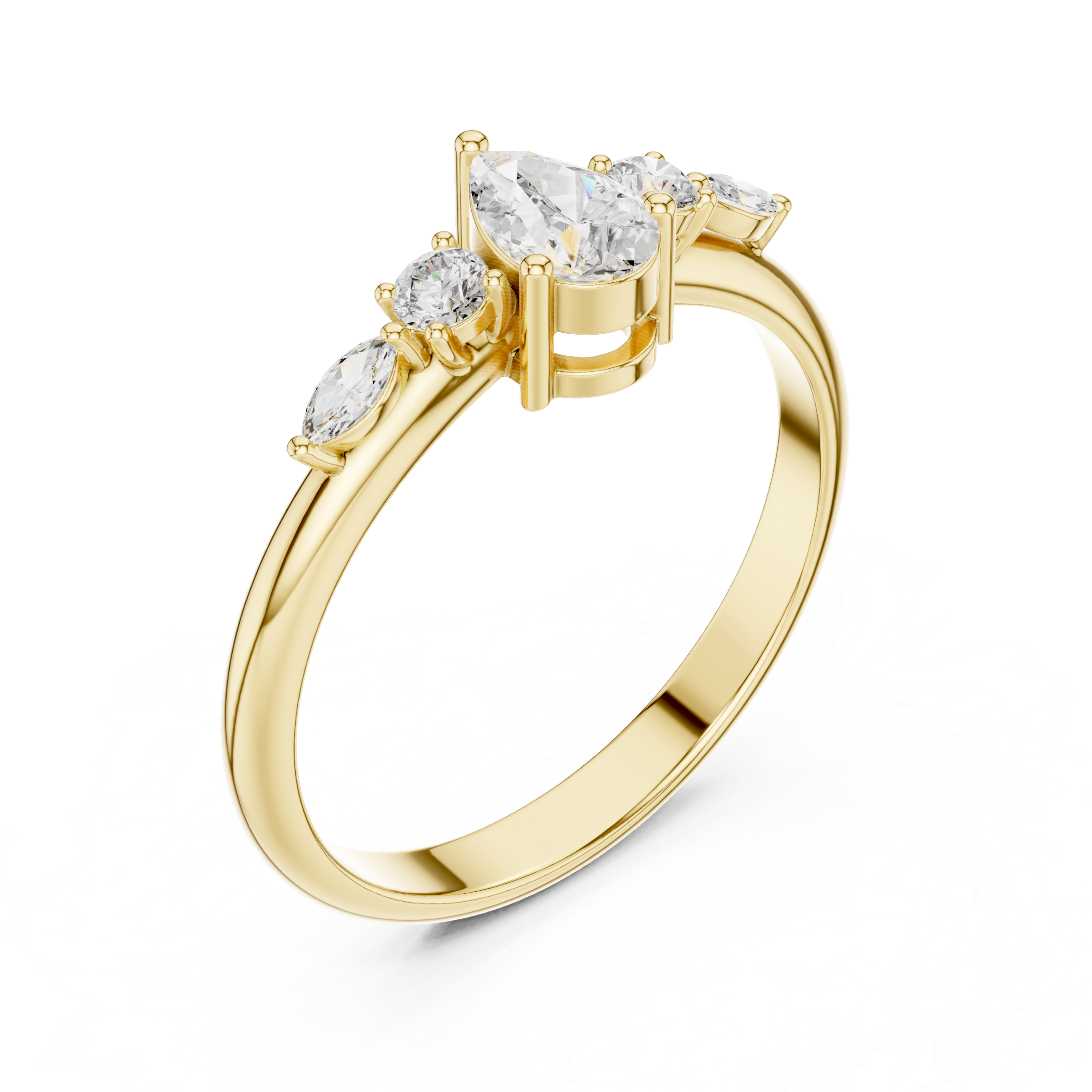 0.38 CT Pear & Marquise Diamond Five Stone Ring