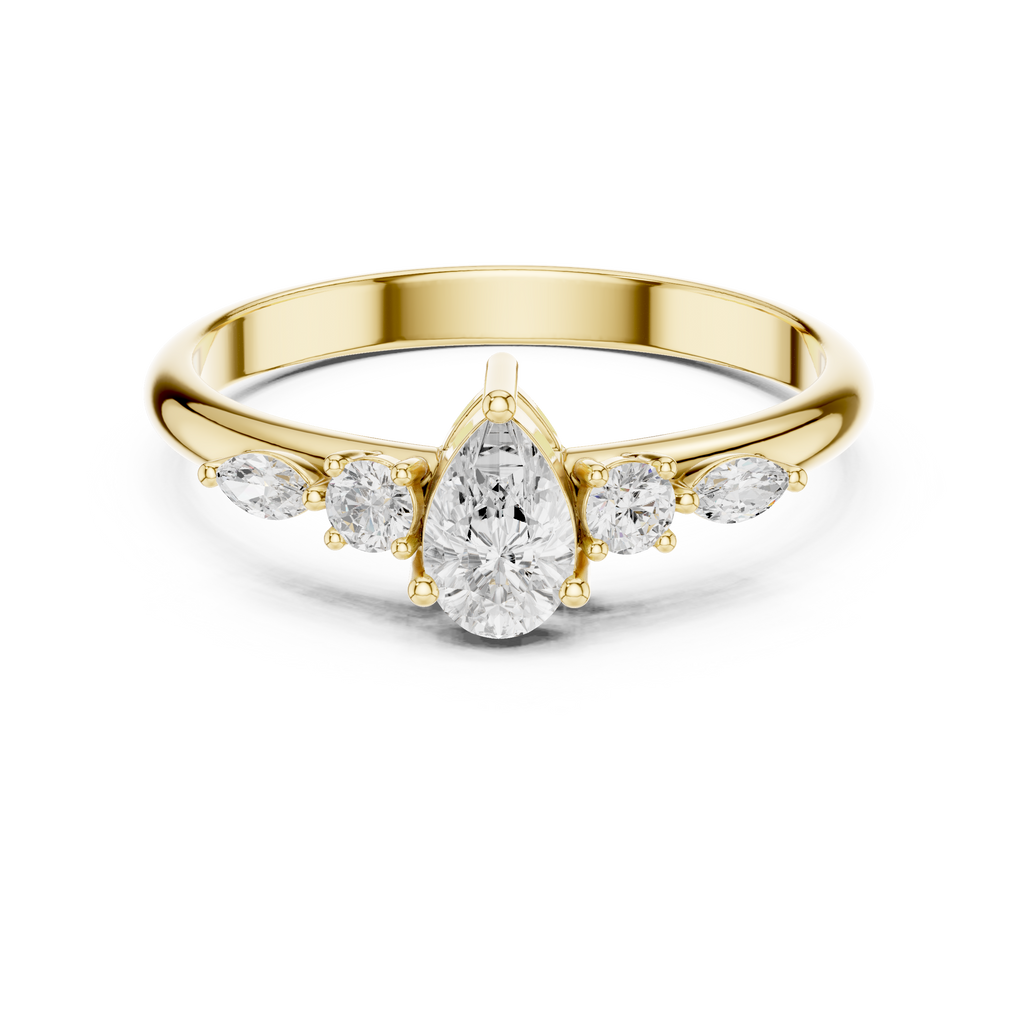 0.38 CT Pear & Marquise Diamond Five Stone Ring