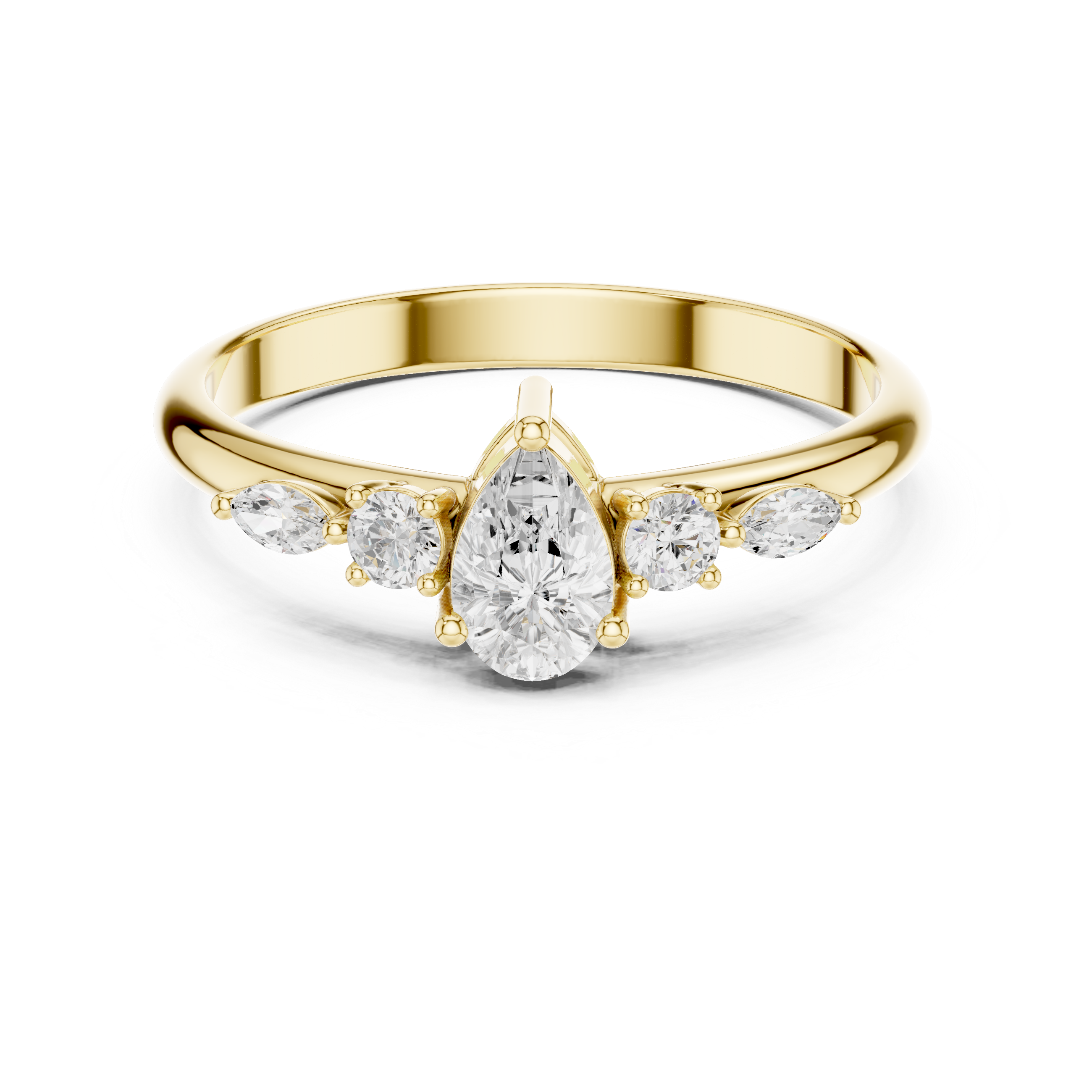 0.38 CT Pear & Marquise Diamond Five Stone Ring
