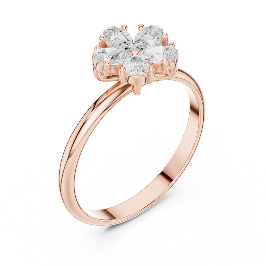 0.46 CT Pear Cut Diamond Floral Cluster Ring
