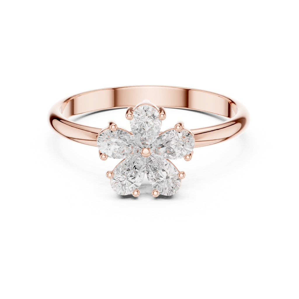 0.46 CT Pear Cut Diamond Floral Cluster Ring