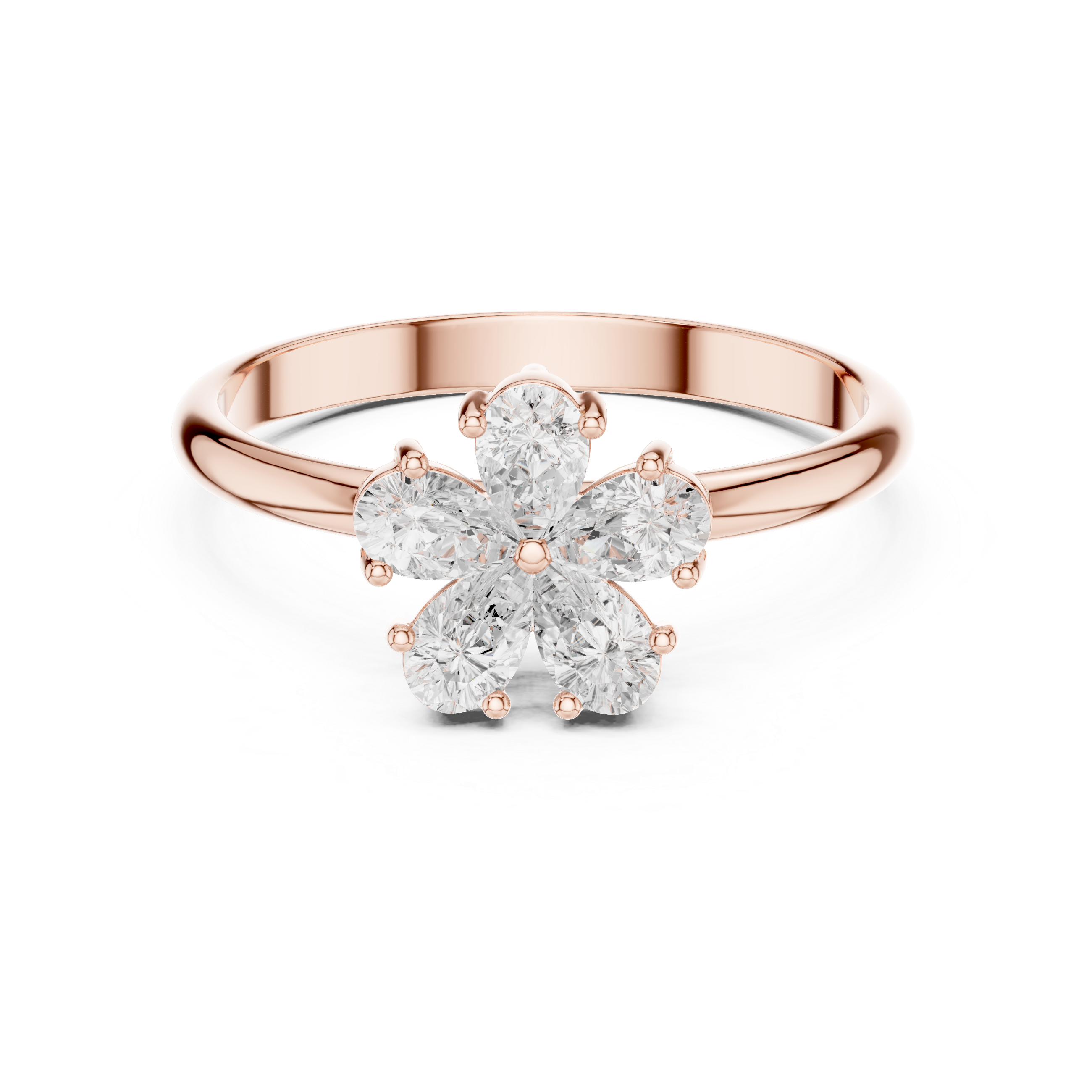 0.46 CT Pear Cut Diamond Floral Cluster Ring