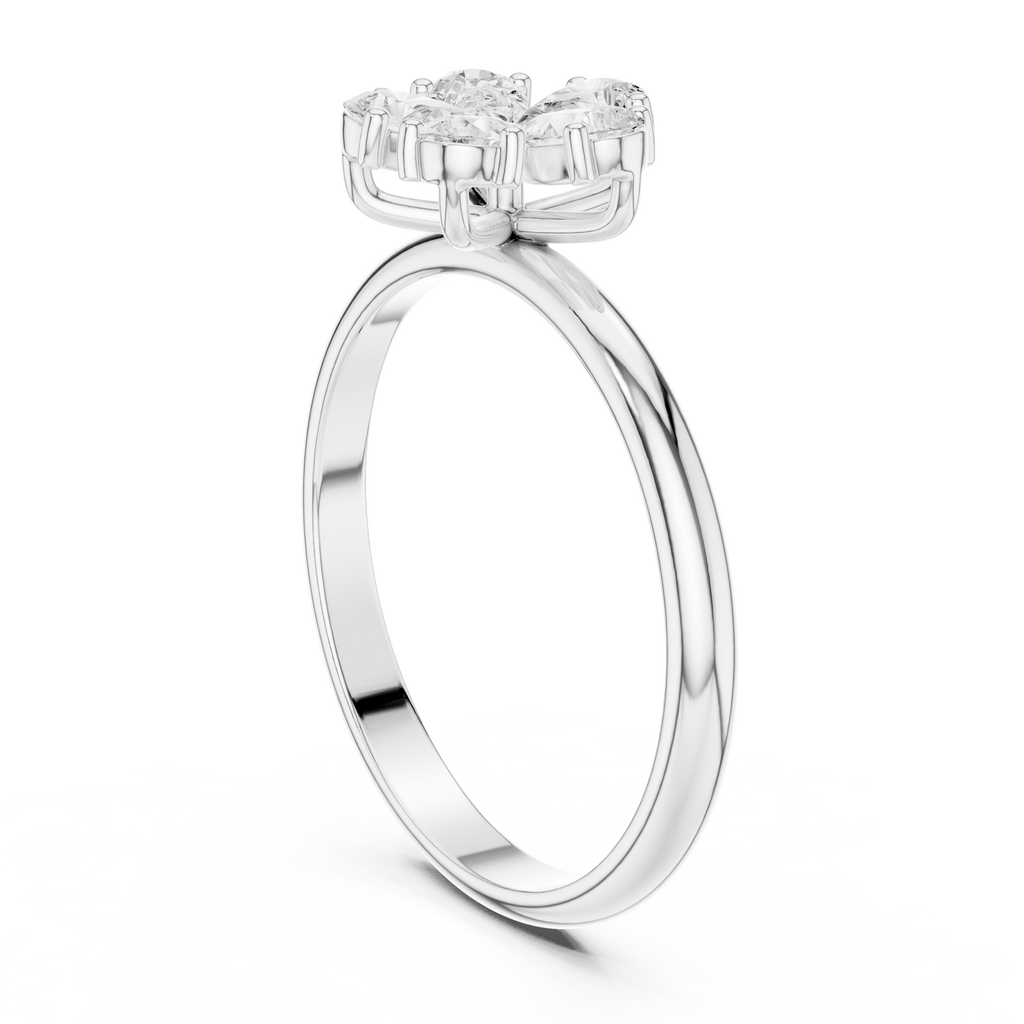 0.46 CT Pear Cut Diamond Floral Cluster Ring