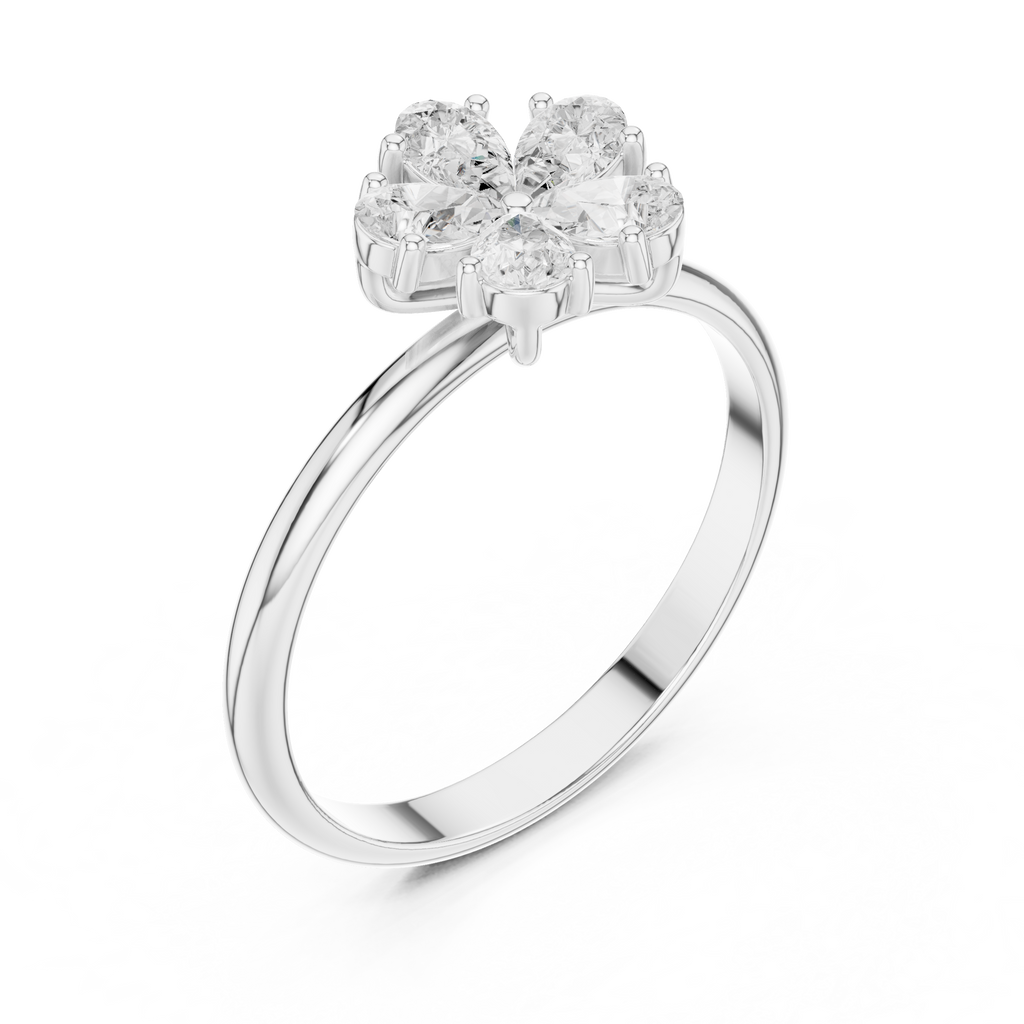 0.46 CT Pear Cut Diamond Floral Cluster Ring