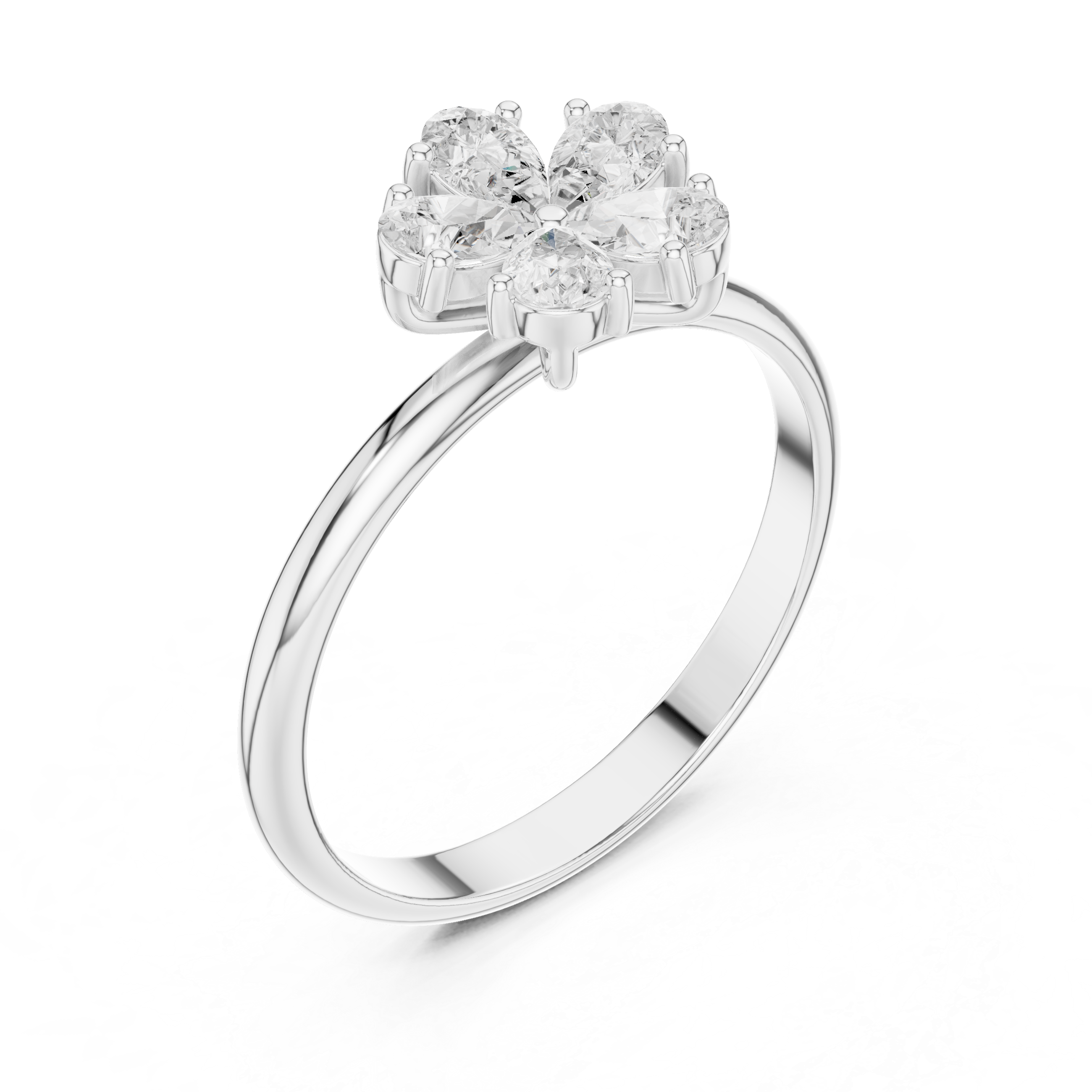 0.46 CT Pear Cut Diamond Floral Cluster Ring