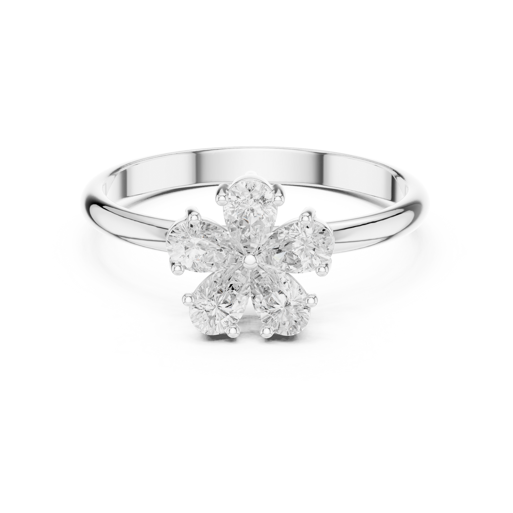 0.46 CT Pear Cut Diamond Floral Cluster Ring