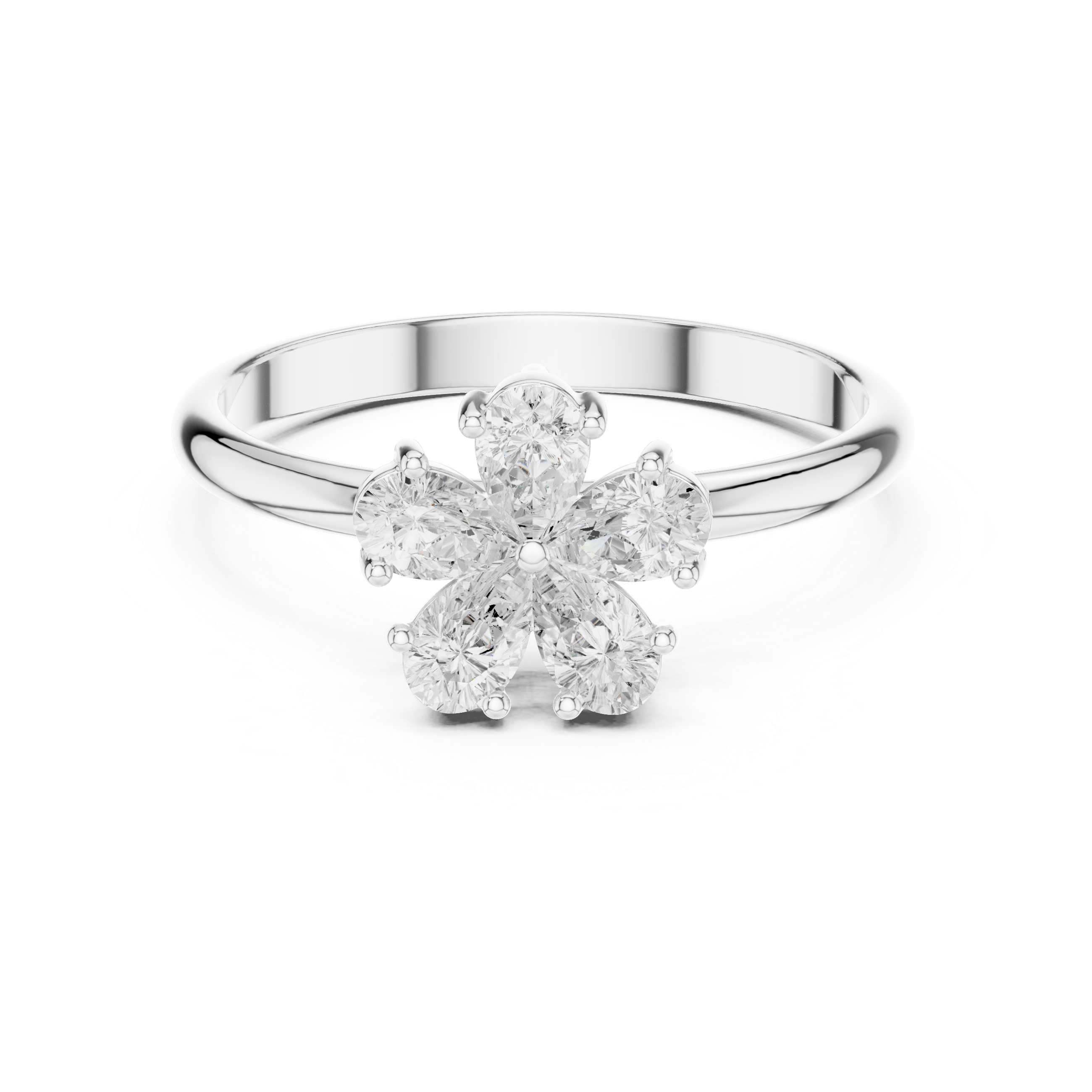0.46 CT Pear Cut Diamond Floral Cluster Ring