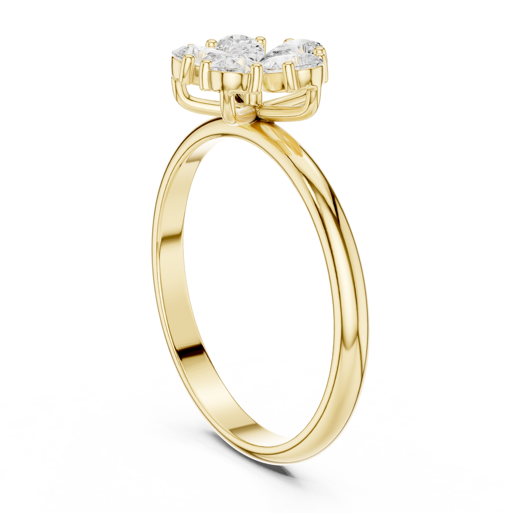 0.46 CT Pear Cut Diamond Floral Cluster Ring