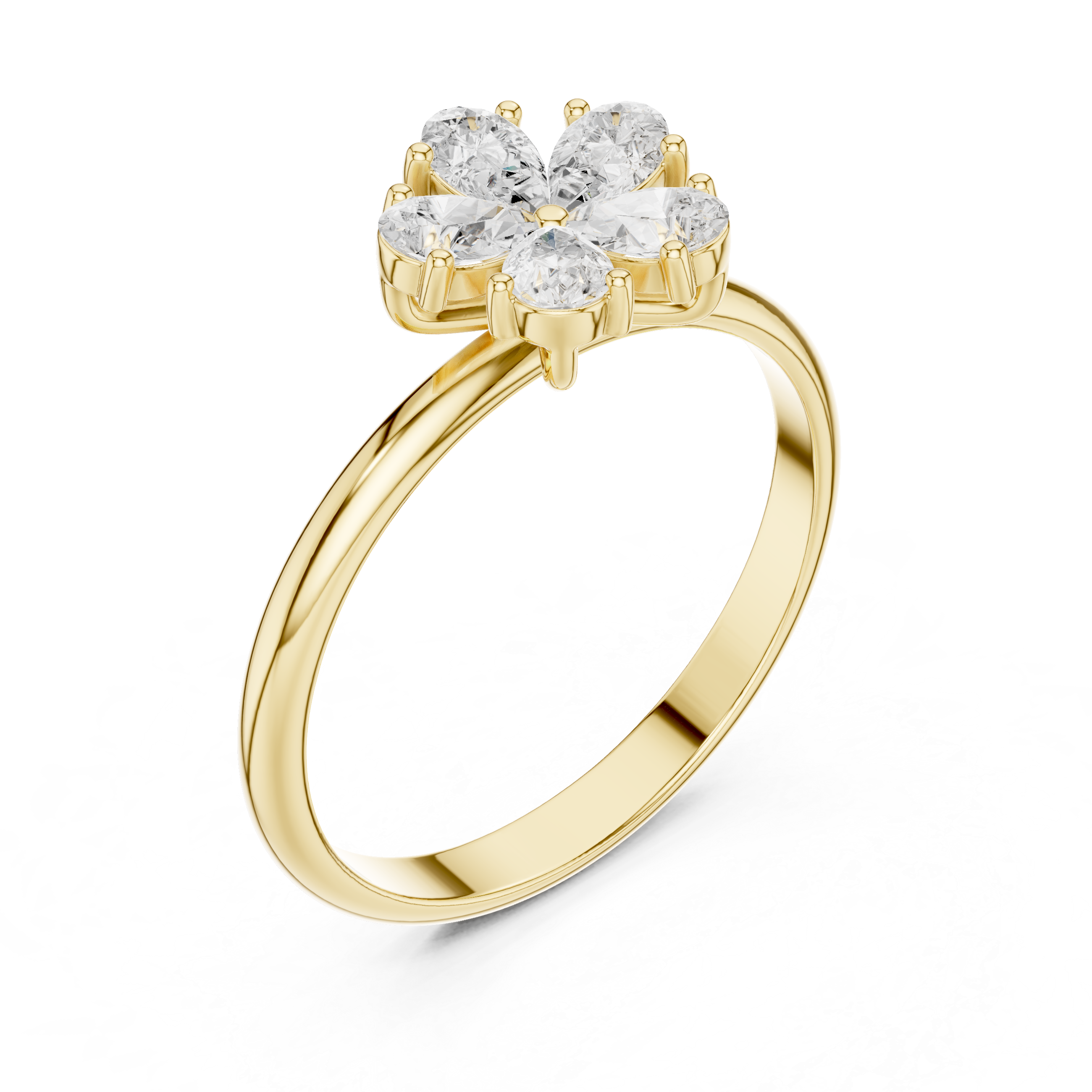 0.46 CT Pear Cut Diamond Floral Cluster Ring