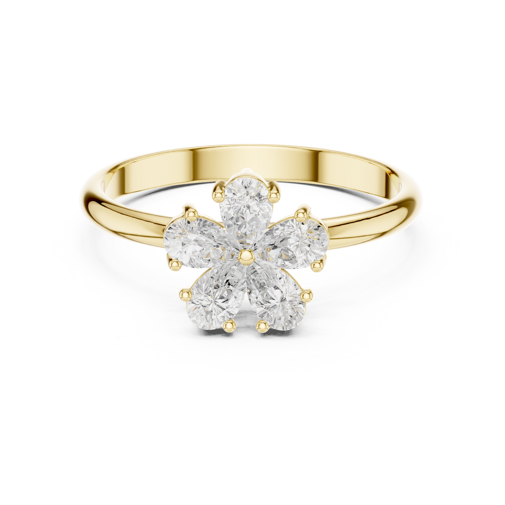 0.46 CT Pear Cut Diamond Floral Cluster Ring