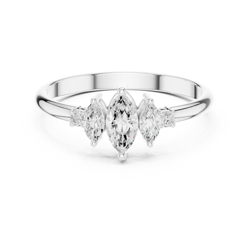 0.31 ct Marquise Cut Diamond Five Stone Ring – view 1 of 12, lab grown diamond ring | Jewelix Atelier