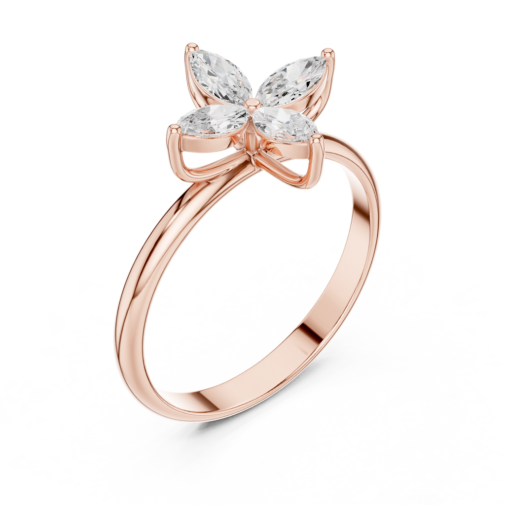 0.41 CT Marquise Cut Diamond Floral Cluster Ring