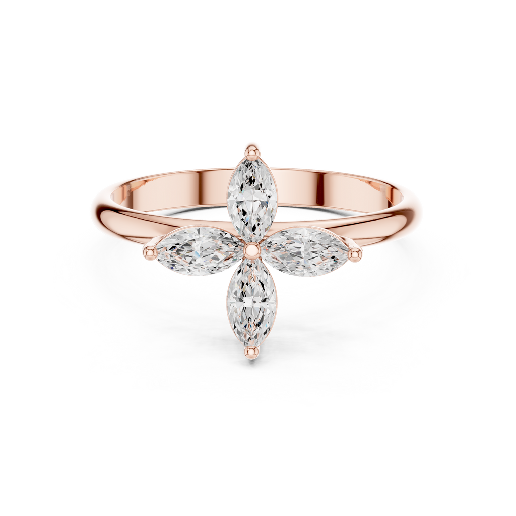 0.41 CT Marquise Cut Diamond Floral Cluster Ring