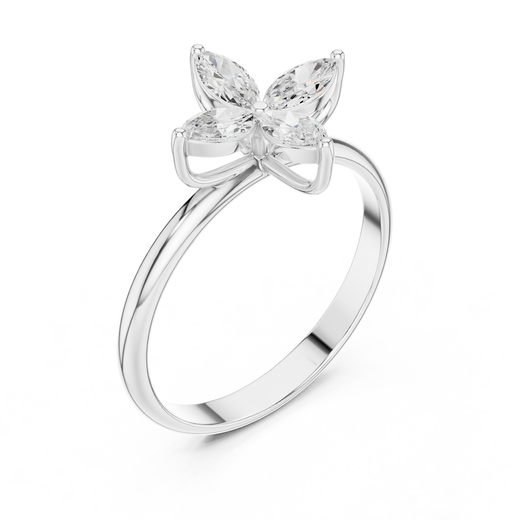 0.41 CT Marquise Cut Diamond Floral Cluster Ring