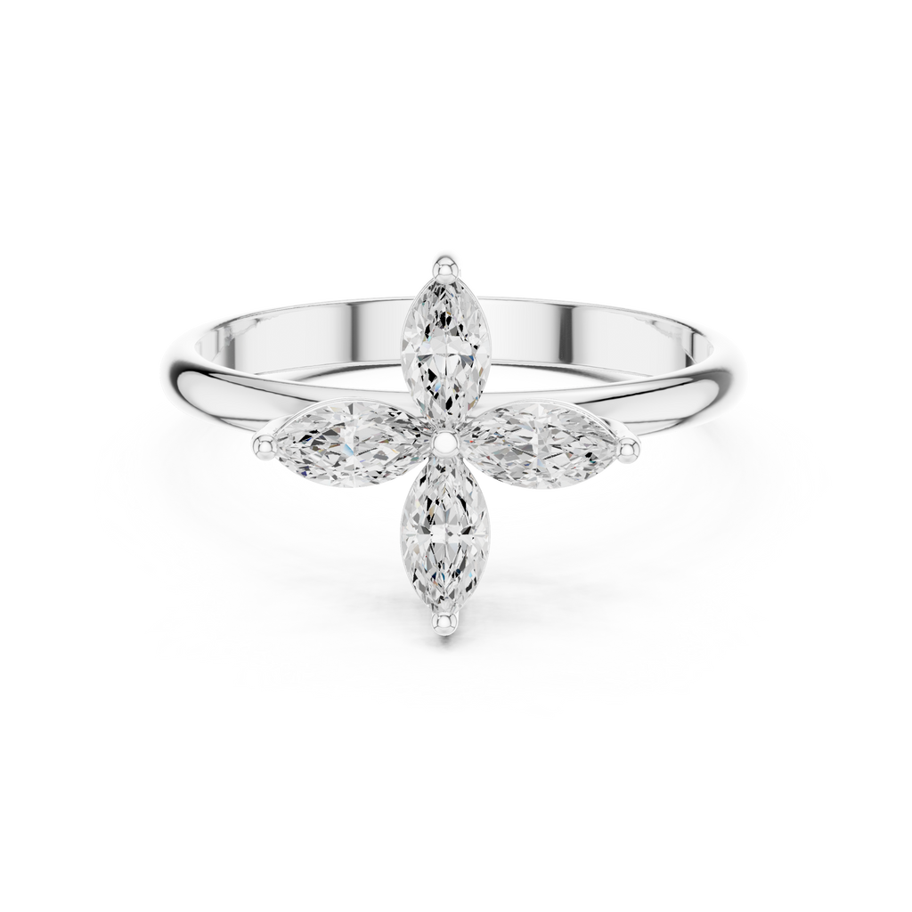 0.41 CT Marquise Cut Diamond Floral Cluster Ring