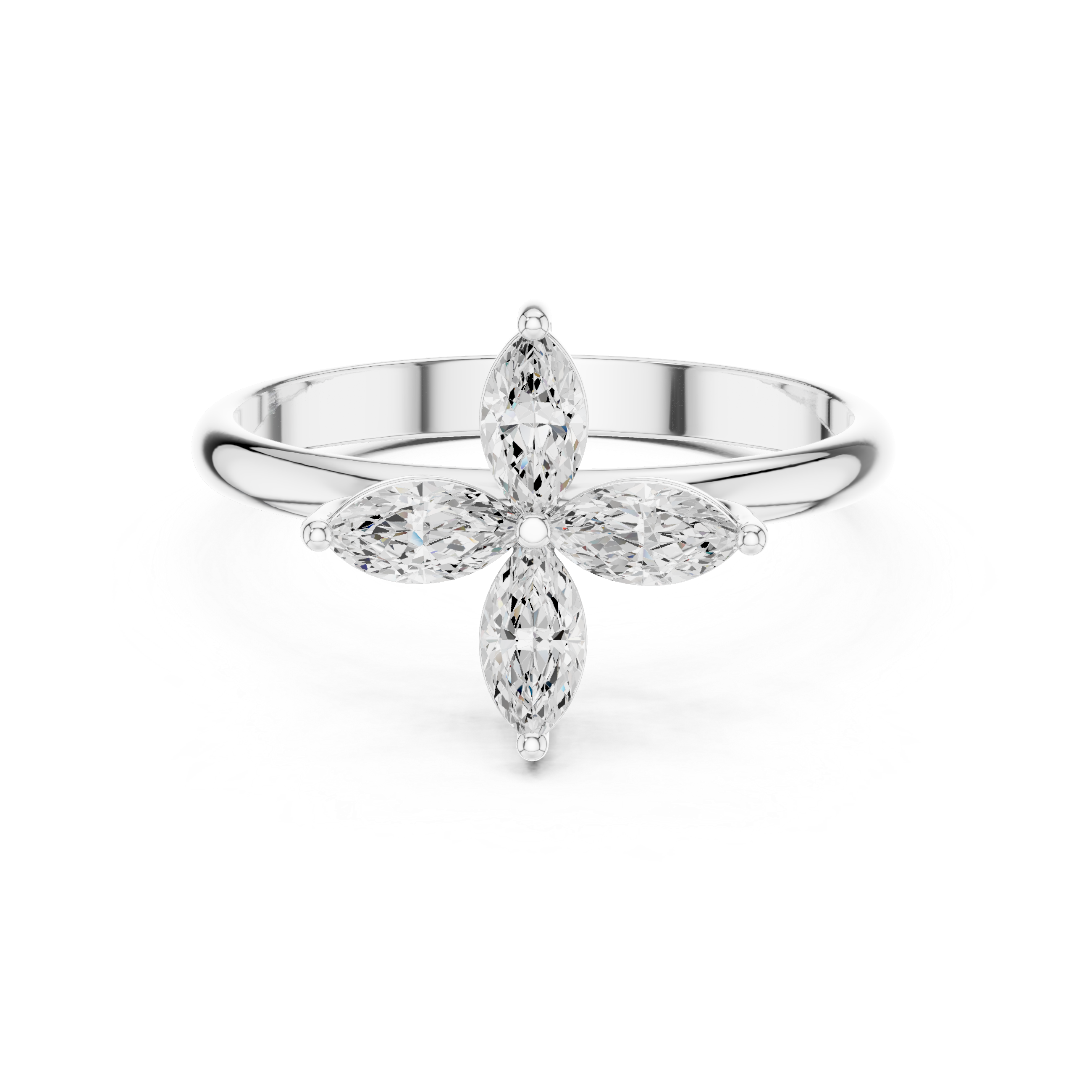 0.41 CT Marquise Cut Diamond Floral Cluster Ring