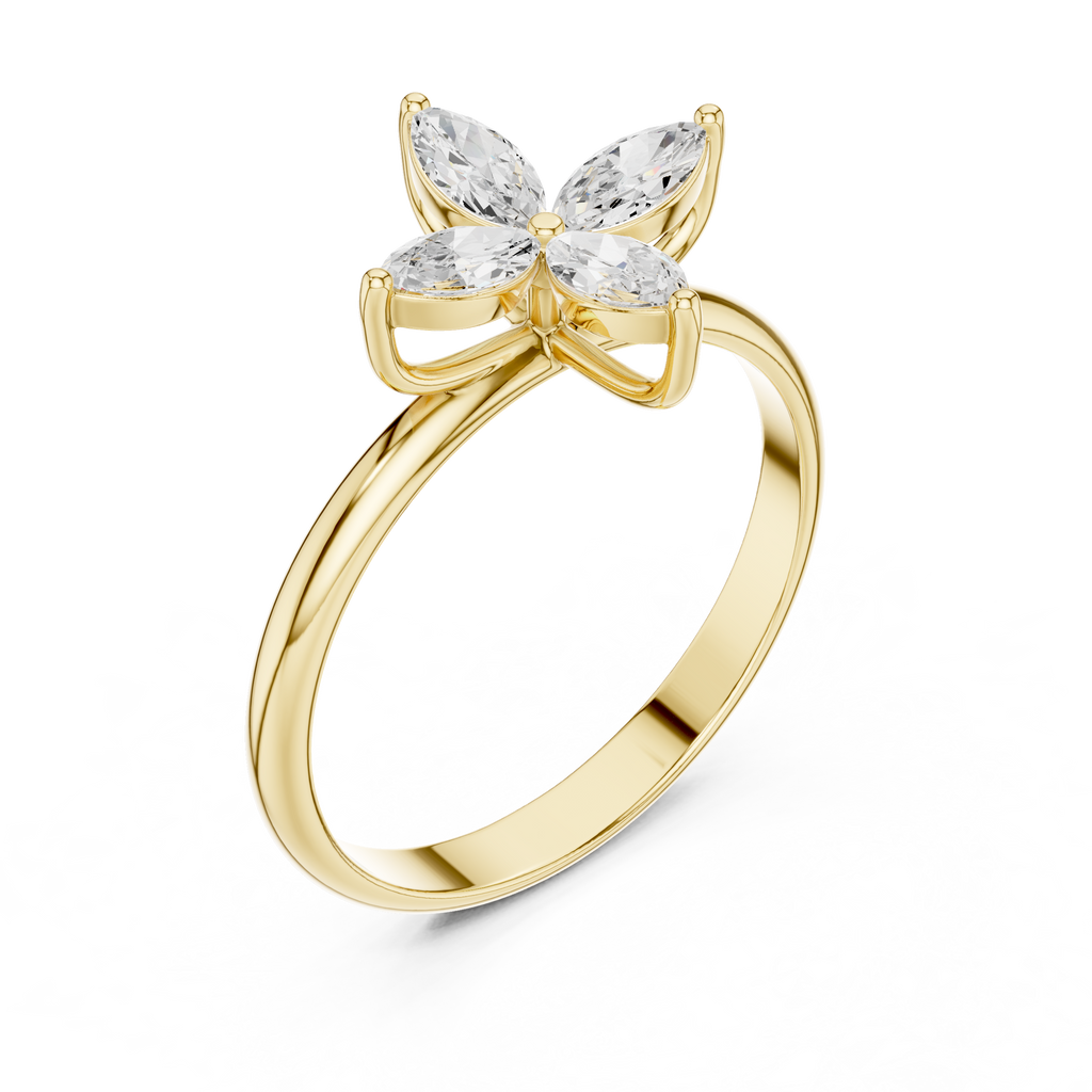 0.41 CT Marquise Cut Diamond Floral Cluster Ring