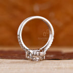 1 - 2 CT Elongated Hexagon Engagement Ring with Double Curved Band