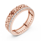 Vintage Scroll Diamond Eternity Band in Rose Gold