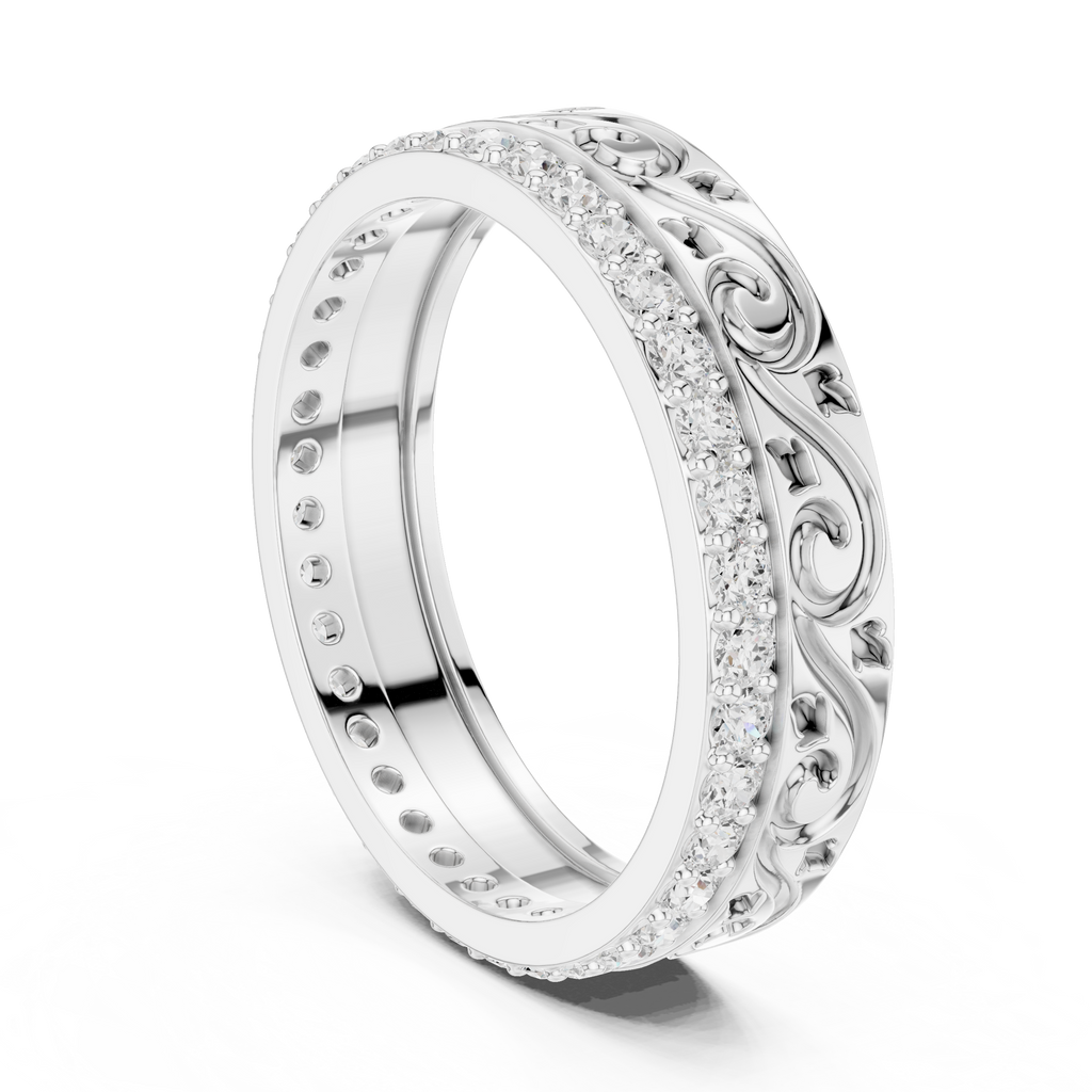 Vintage Scroll Diamond Eternity Band in Rose Gold