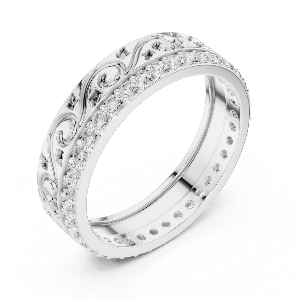 Vintage Scroll Diamond Eternity Band in Rose Gold