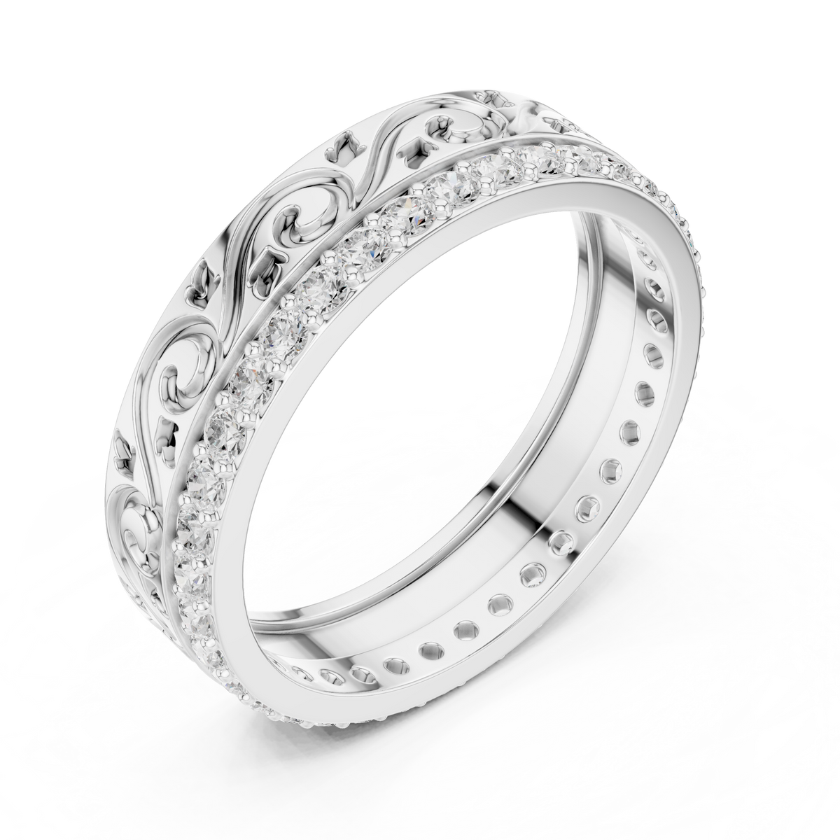 Vintage Scroll Diamond Eternity Band in Rose Gold – view 3 of 12, lab grown diamond band | Jewelix Atelier