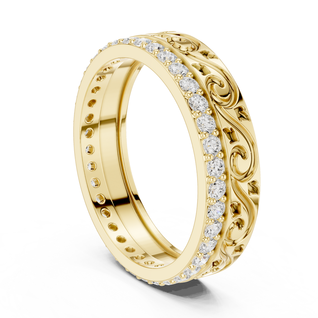 Vintage Scroll Diamond Eternity Band in Rose Gold