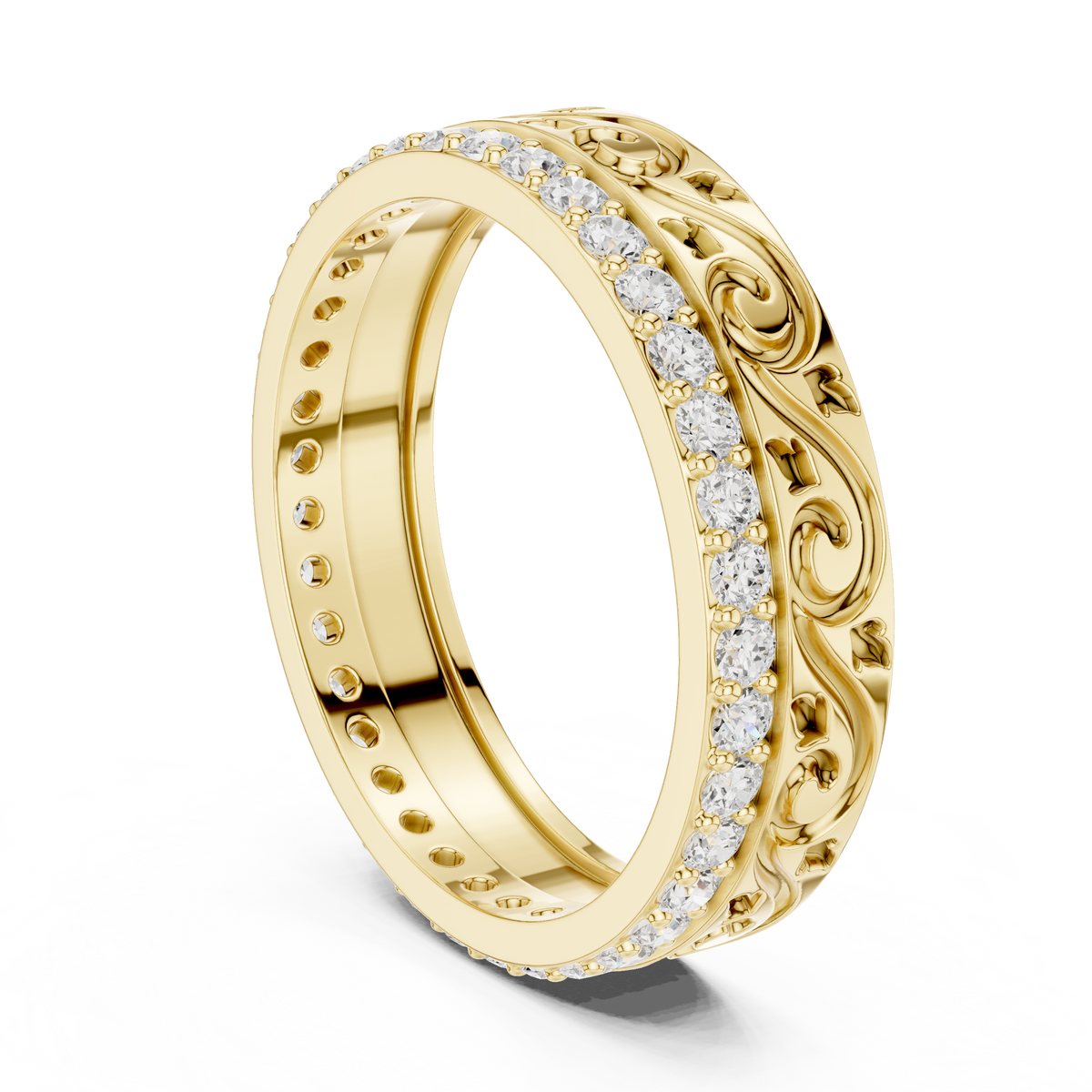 Vintage Scroll Diamond Eternity Band in Rose Gold – view 10 of 12, lab grown diamond band | Jewelix Atelier