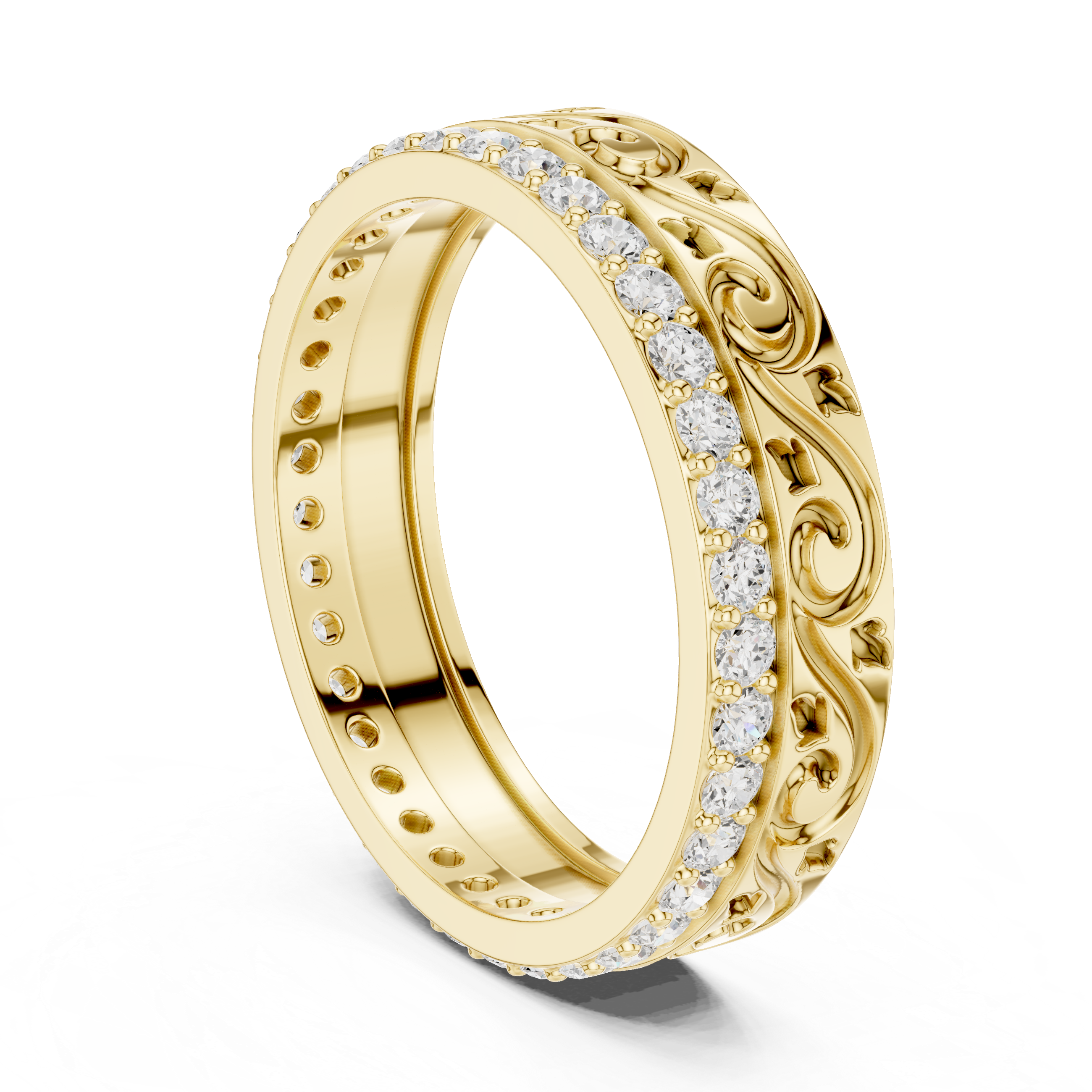 Vintage Scroll Diamond Eternity Band in Rose Gold
