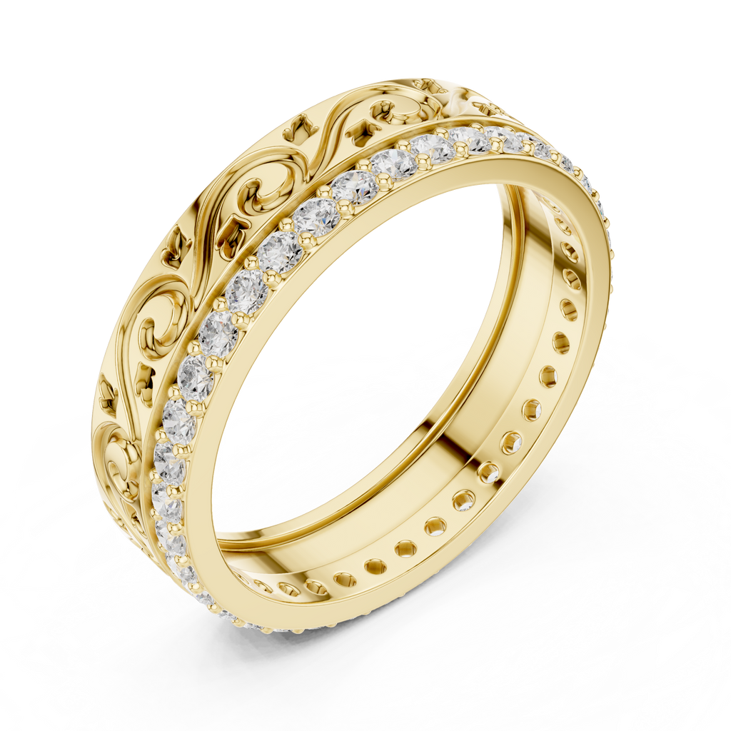 Vintage Scroll Diamond Eternity Band in Rose Gold