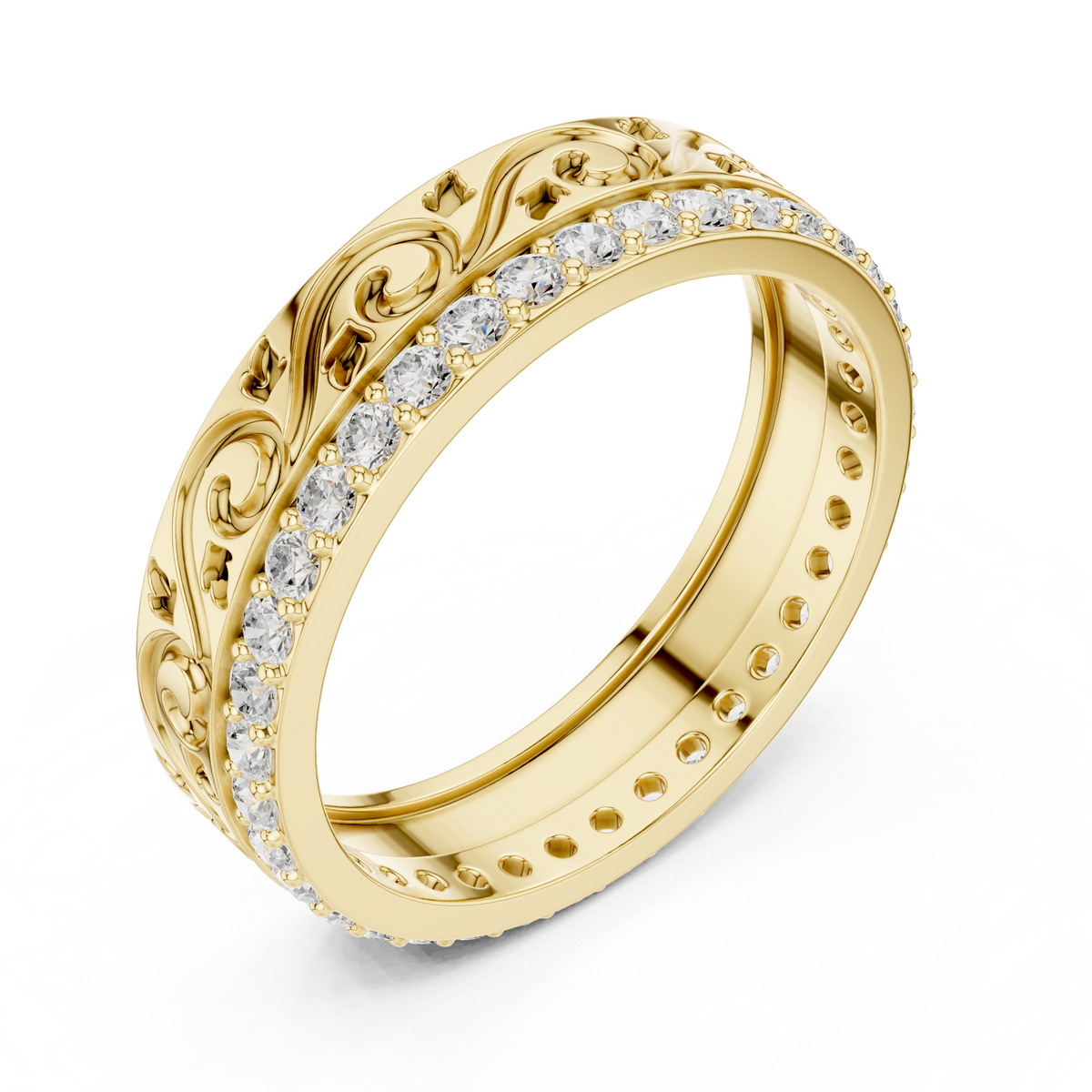 Vintage Scroll Diamond Eternity Band in Rose Gold – view 11 of 12, lab grown diamond band | Jewelix Atelier