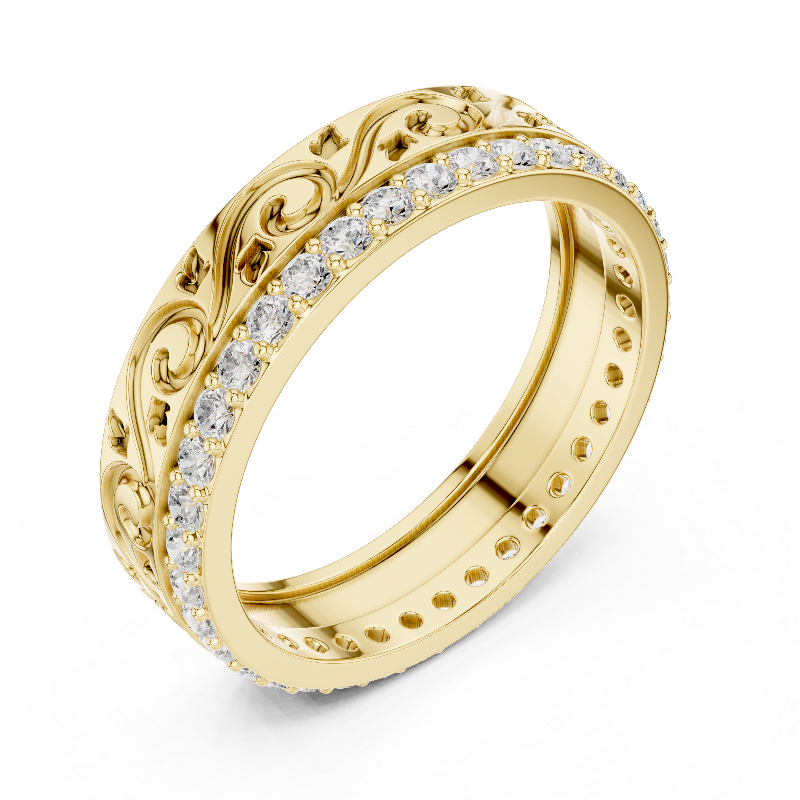 Vintage Scroll Diamond Eternity Band in Rose Gold