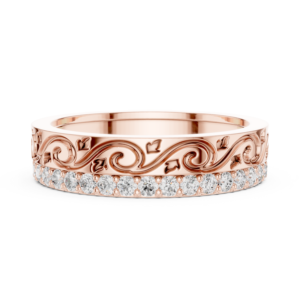 Vintage Scroll Diamond Eternity Band in Rose Gold