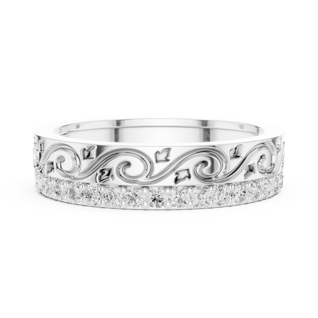 Vintage Scroll Diamond Eternity Band in Rose Gold
