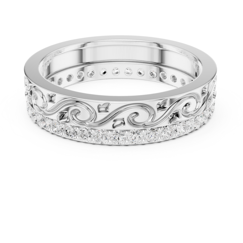 Vintage Scroll Diamond Eternity Band in Rose Gold