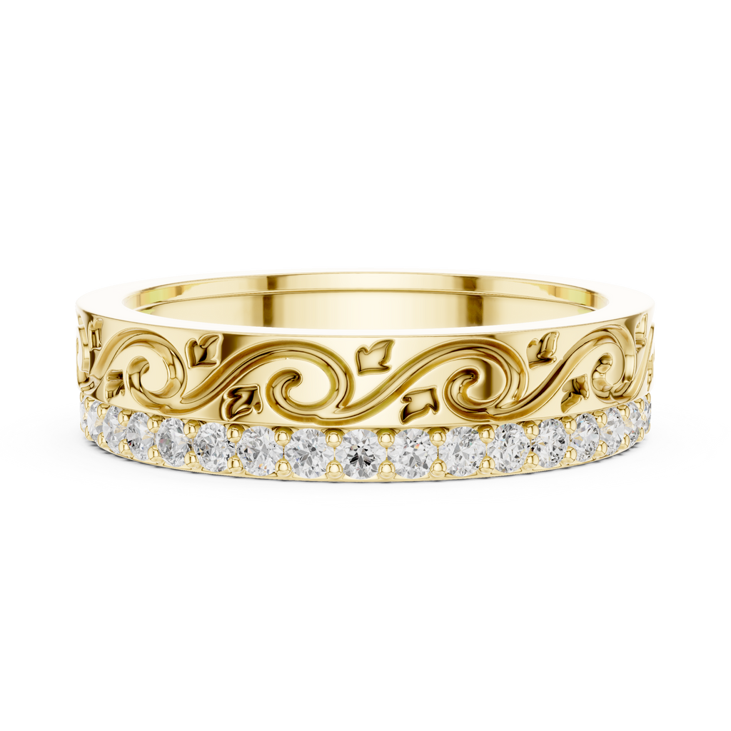 Vintage Scroll Diamond Eternity Band in Rose Gold