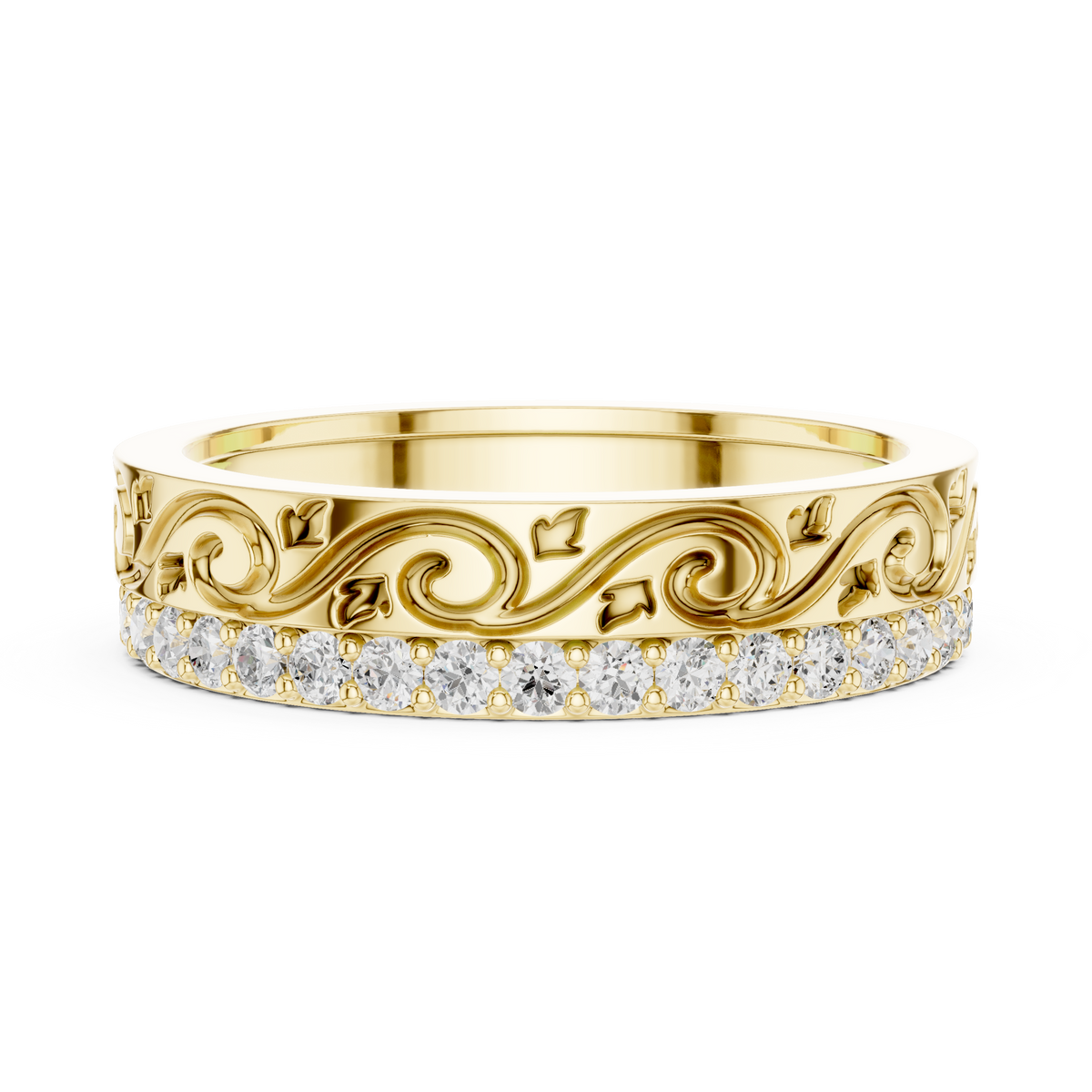 Vintage Scroll Diamond Eternity Band in Rose Gold – view 12 of 12, lab grown diamond band | Jewelix Atelier
