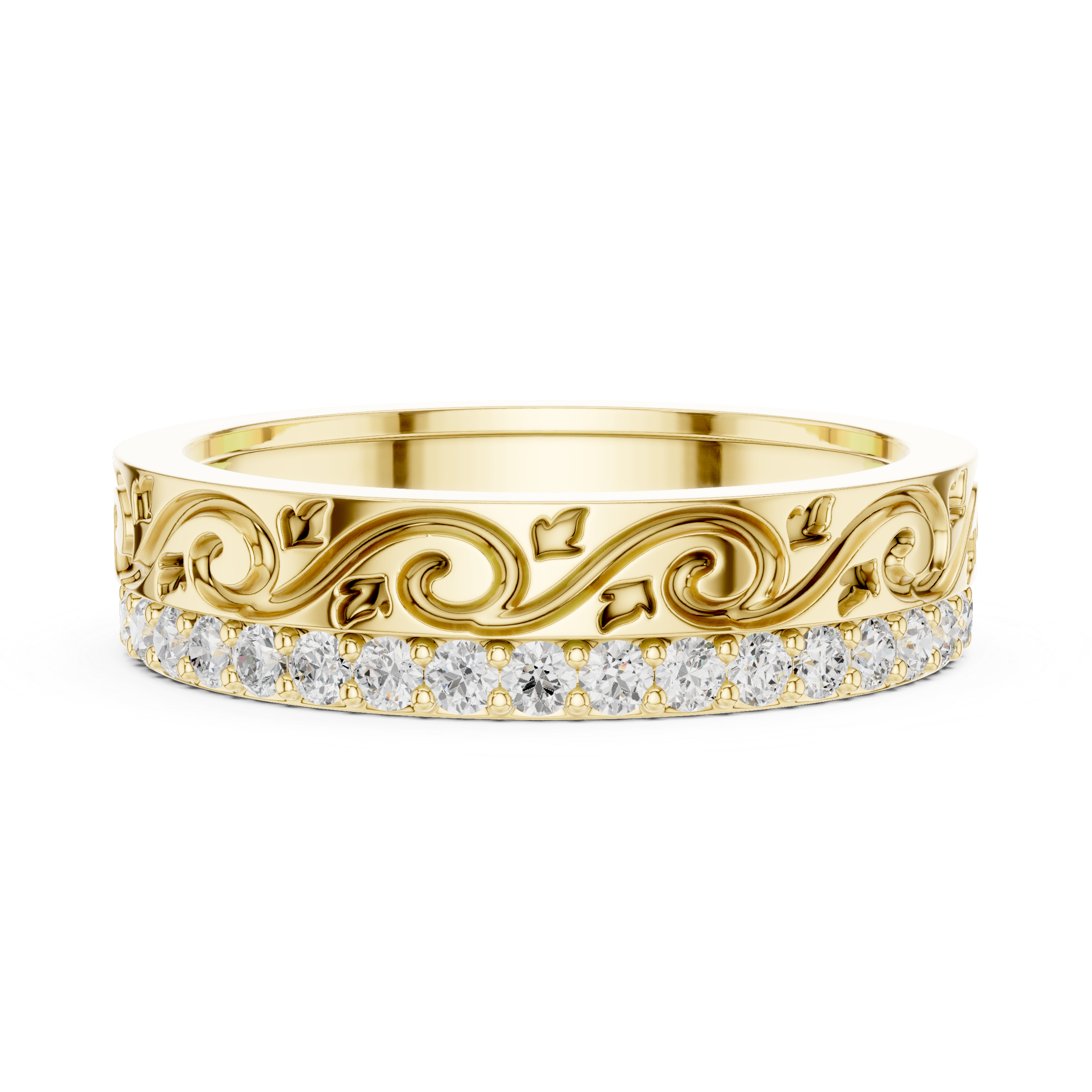 Vintage Scroll Diamond Eternity Band in Rose Gold