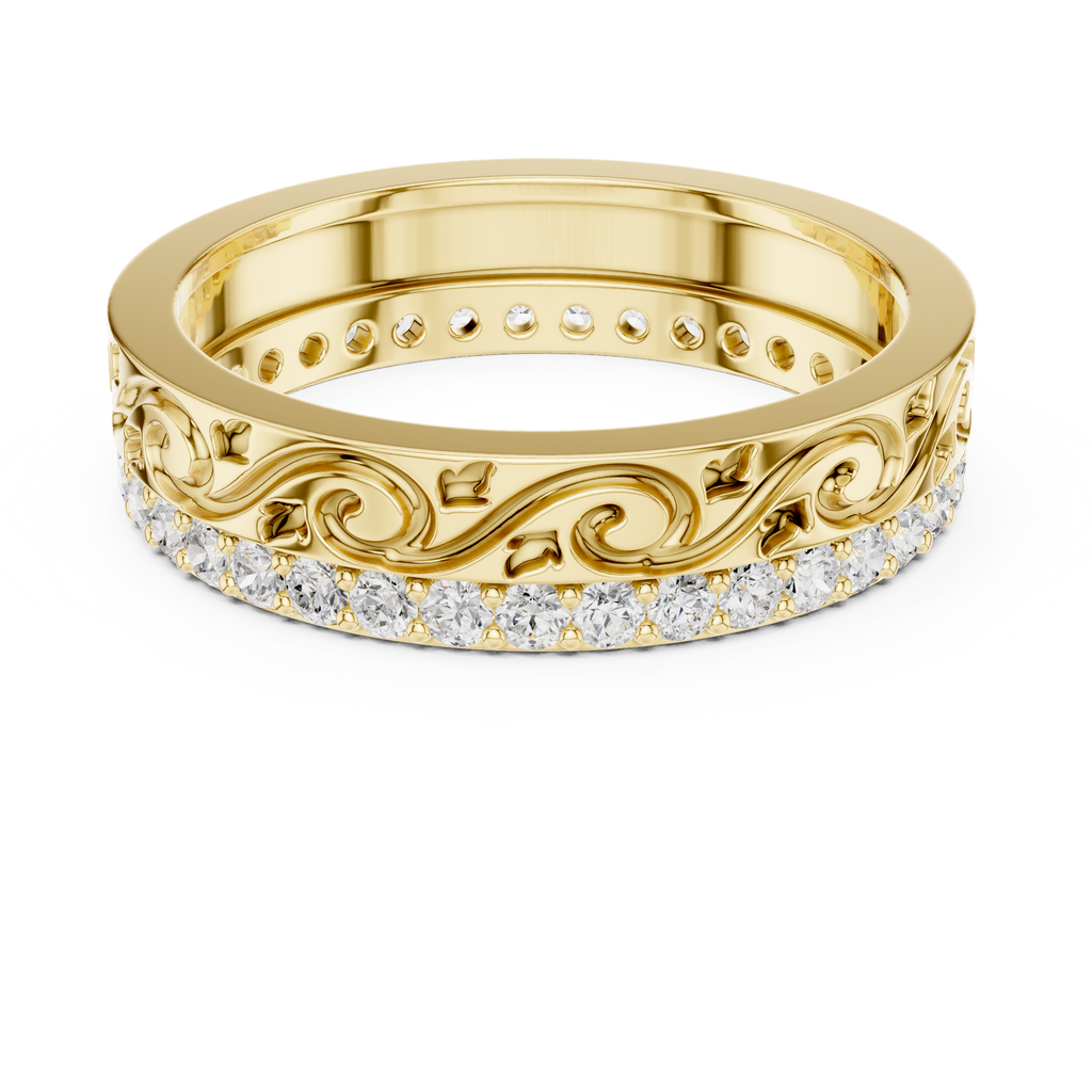 Vintage Scroll Diamond Eternity Band in Rose Gold