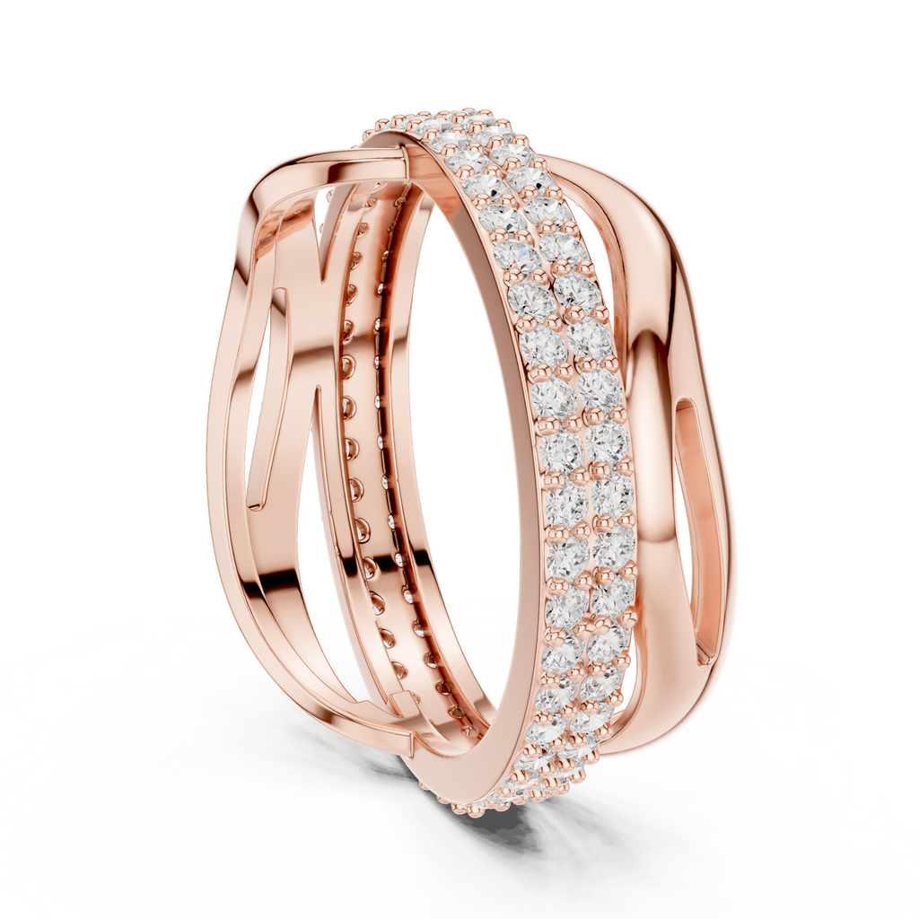 Twisted Double Row Diamond Ring in Rose Gold