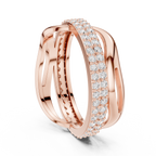 Twisted Double Row Diamond Ring in Rose Gold