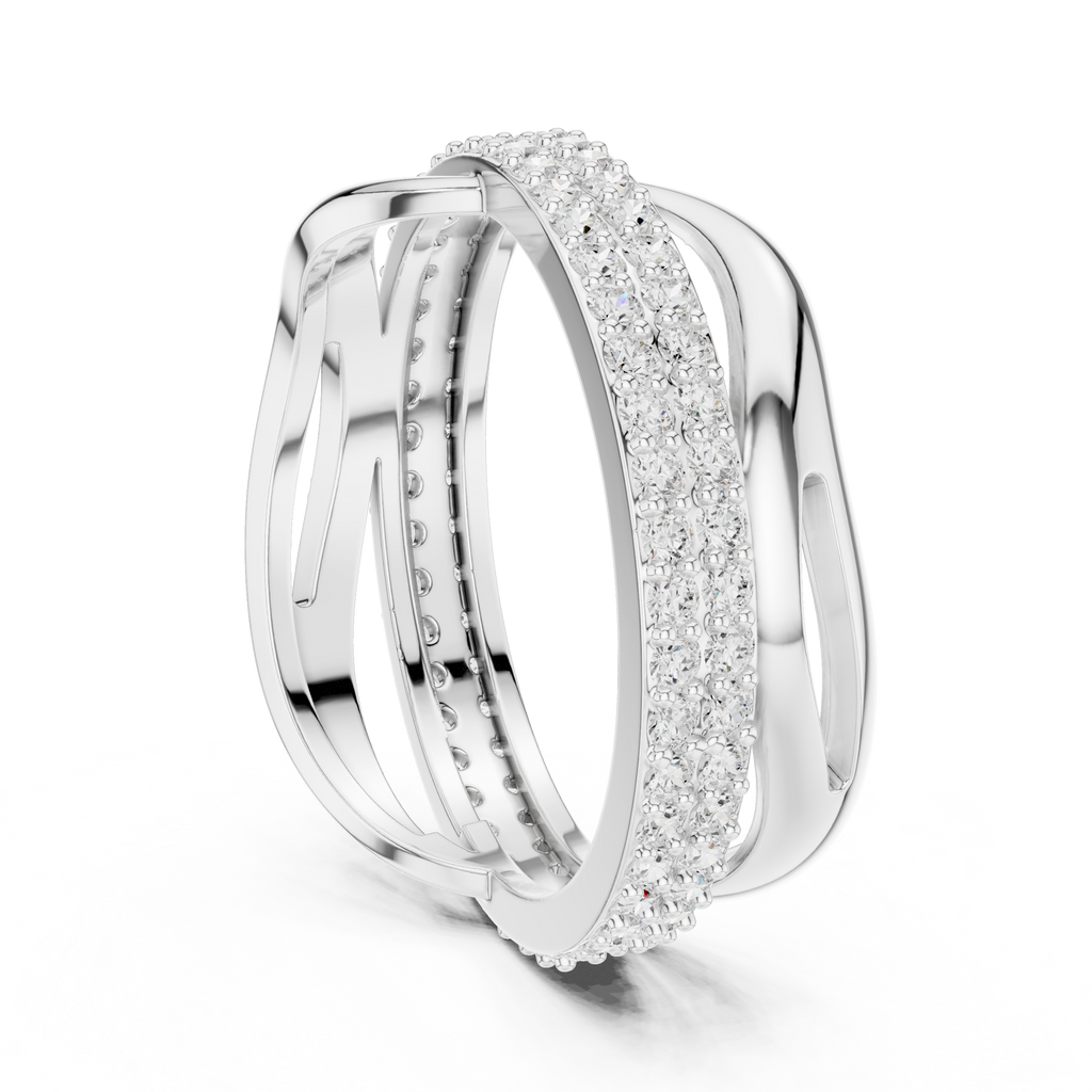 Twisted Double Row Diamond Ring in Rose Gold