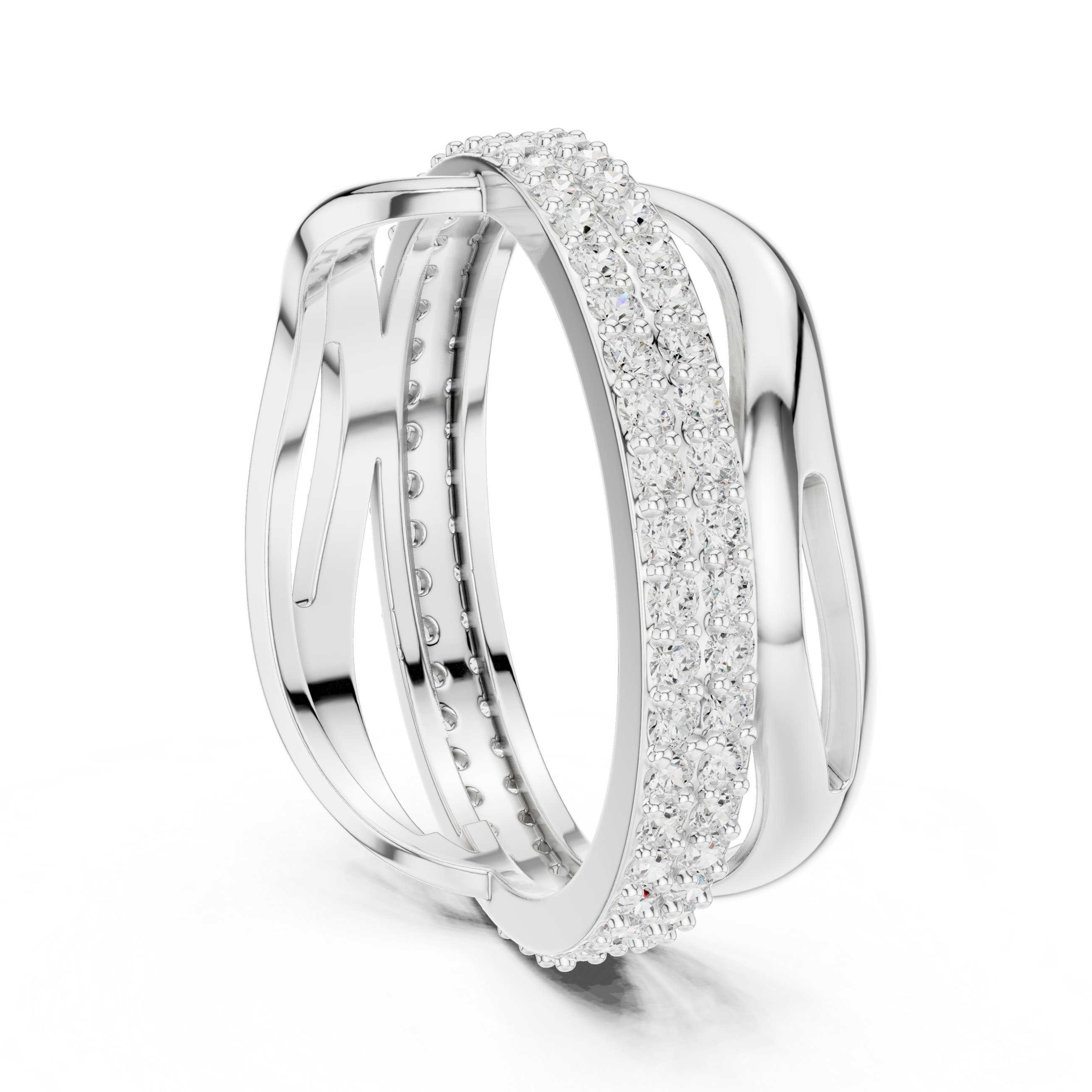 Twisted Double Row Diamond Ring in Rose Gold