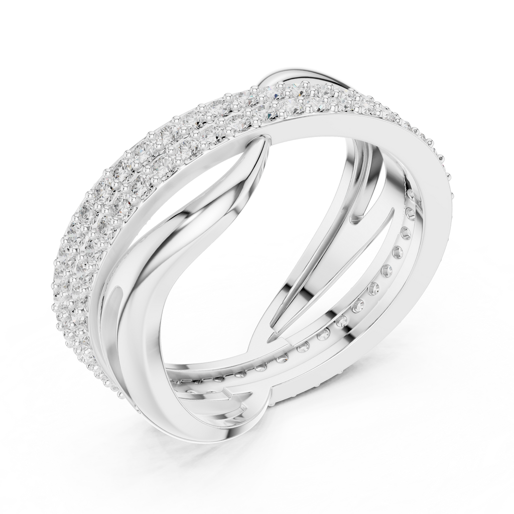 Twisted Double Row Diamond Ring in Rose Gold